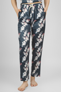 Navy Bloom & Bold Satin Pyjama For Women 2