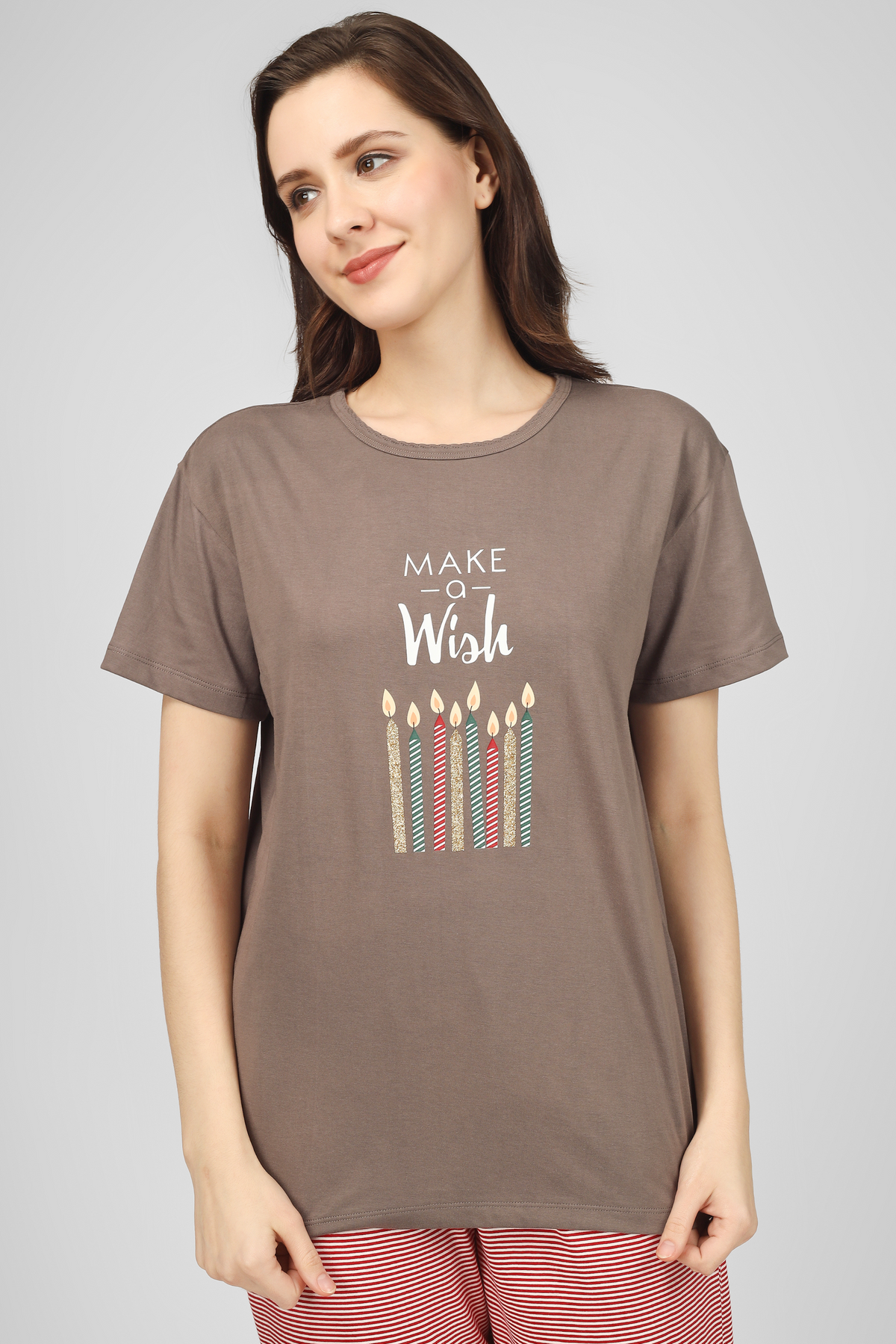 Brown Make A Wish Pyjama Set For Women 4