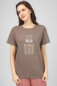 Brown Make A Wish Pyjama Set For Women 4