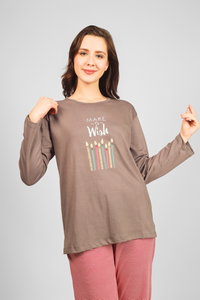 Brown Make A Wish Pyjama Set For Women 5