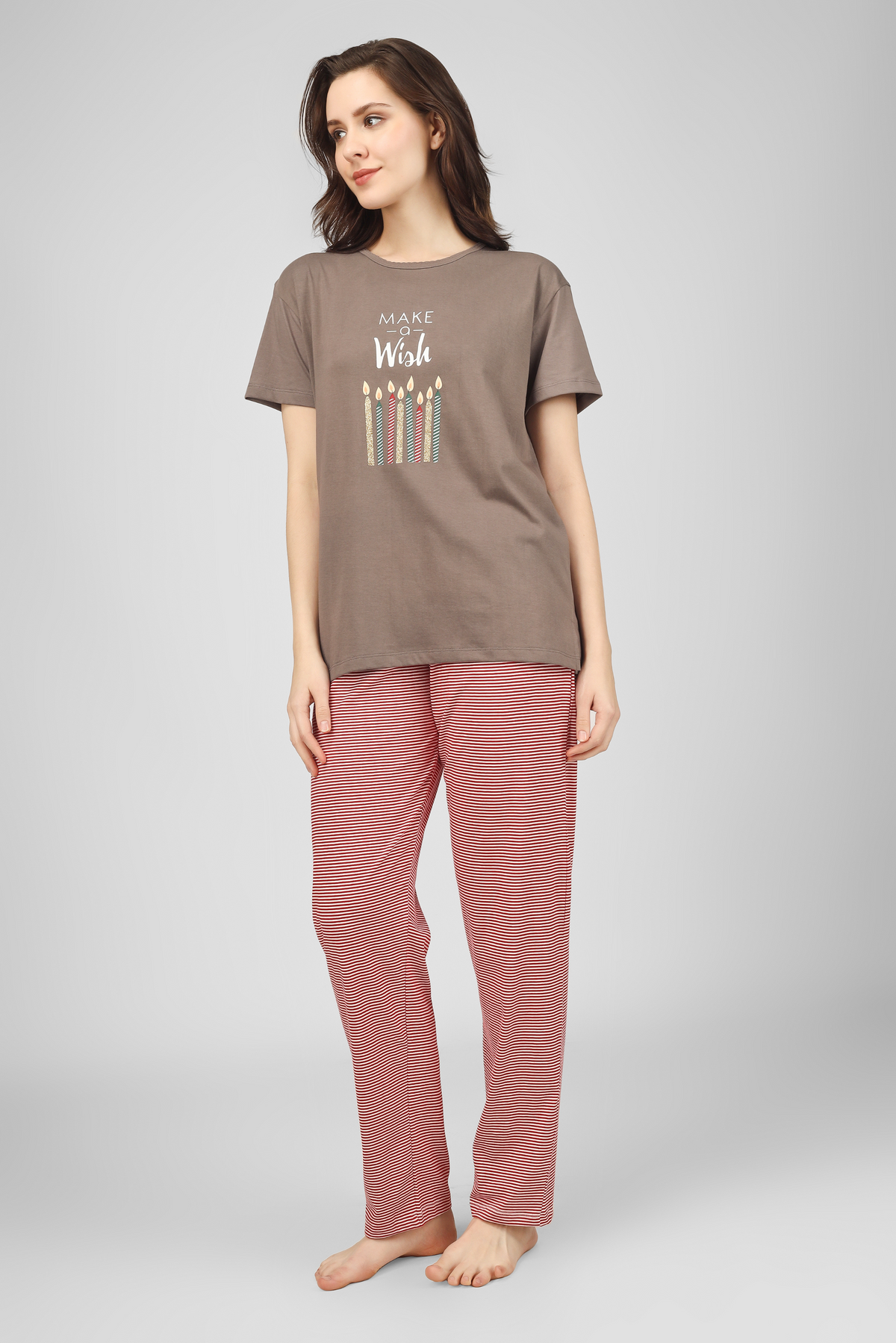 Brown Make A Wish Pyjama Set For Women 5