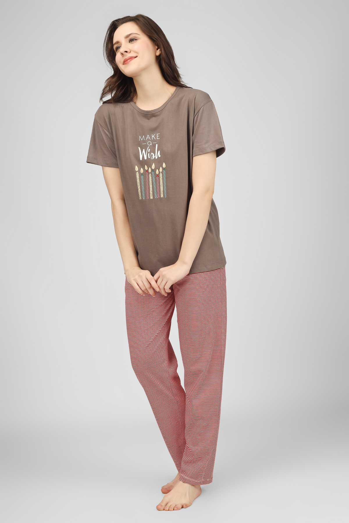 Brown Make A Wish Pyjama Set For Women 6