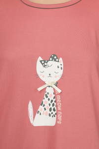 Coral Lil Meow Naps Short  Nighty For Women 2
