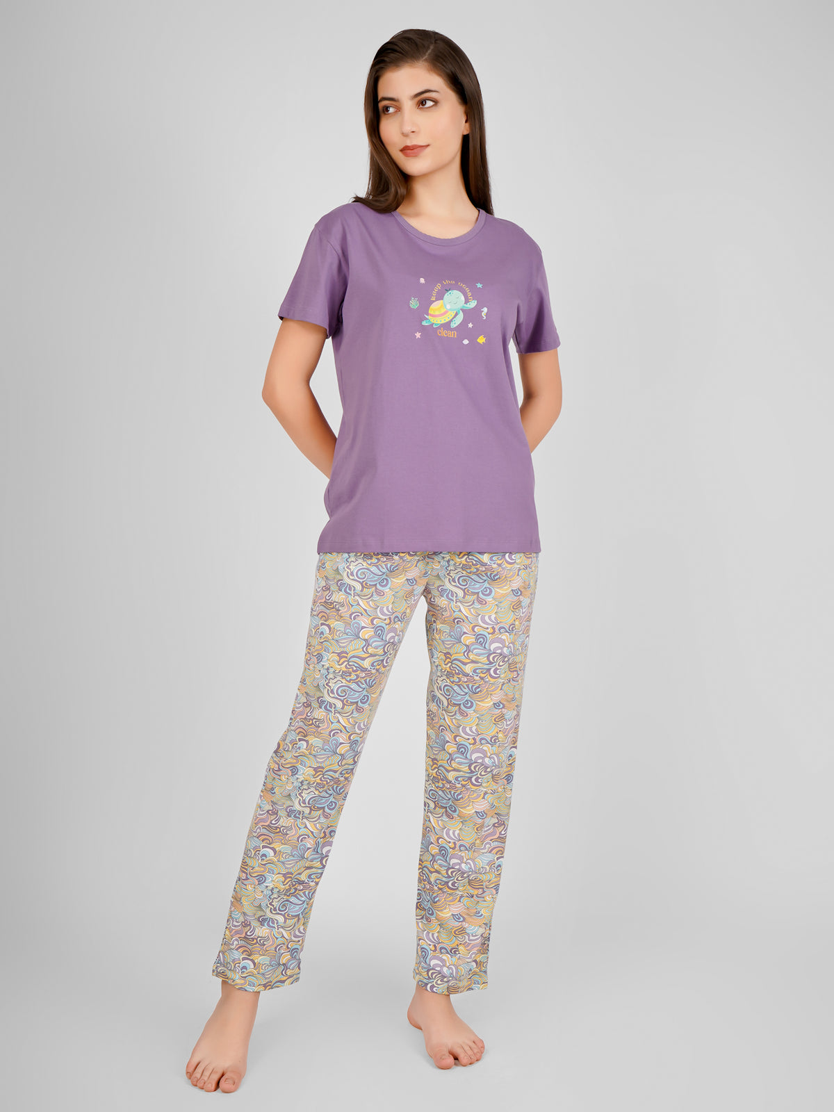 Purple Save The Ocean Pyjama Set