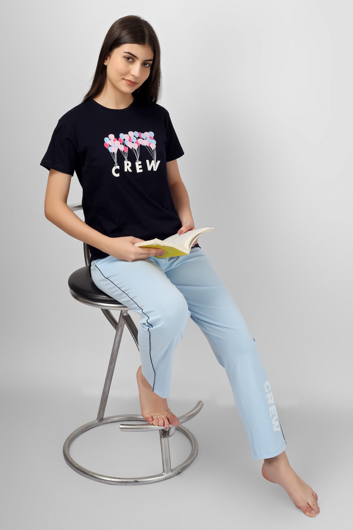 Navy Crew Chic Pyjama Set For Women