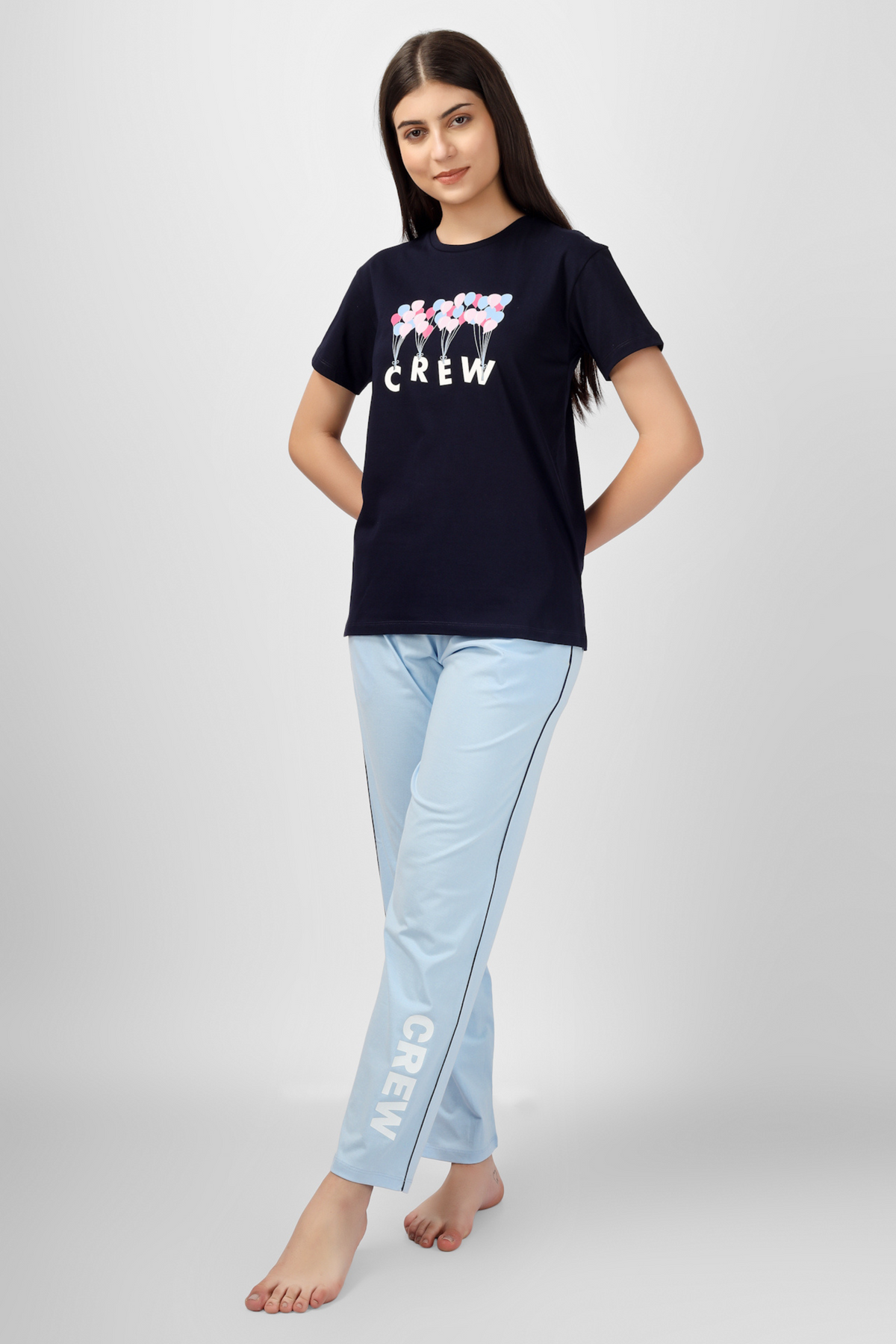 Navy Crew Chic Pyjama Set For Women