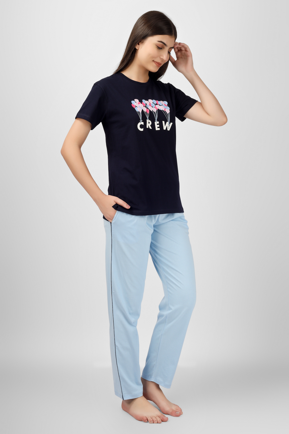 Navy Crew Chic Pyjama Set For Women