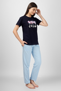 Navy Crew Chic Pyjama Set For Women