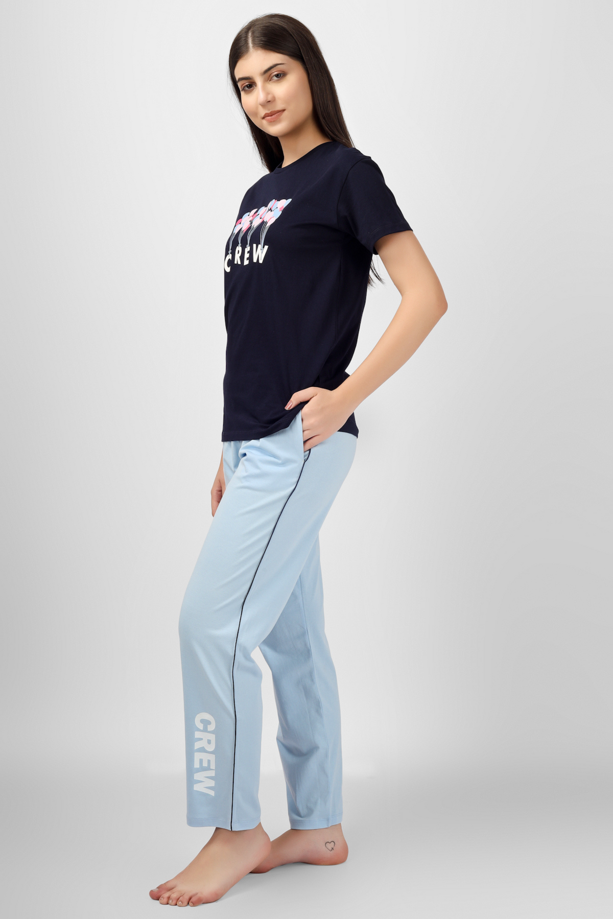 Navy Crew Chic Pyjama Set For Women