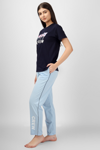 Navy Crew Chic Pyjama Set For Women