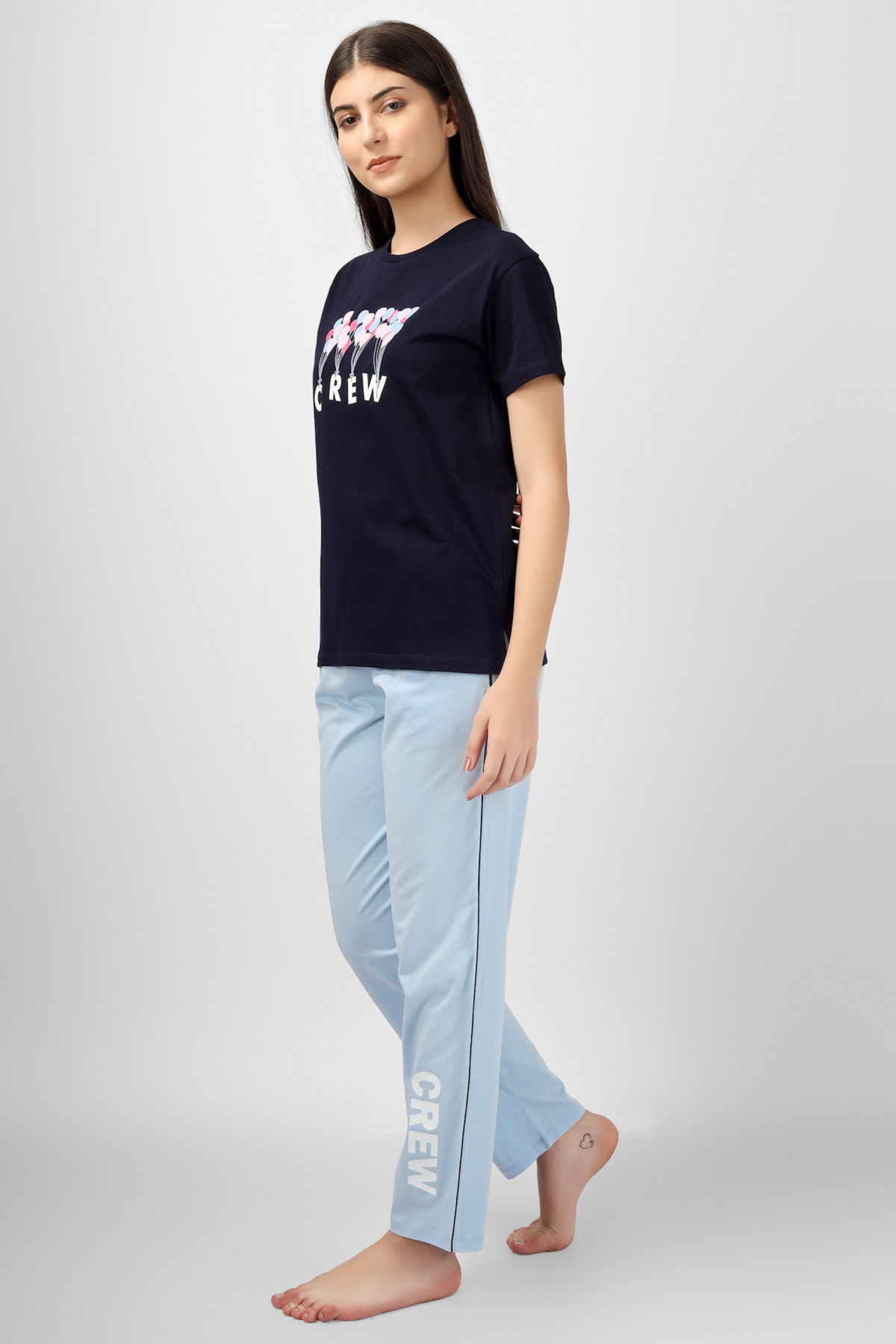 Navy Crew Chic Pyjama Set For Women