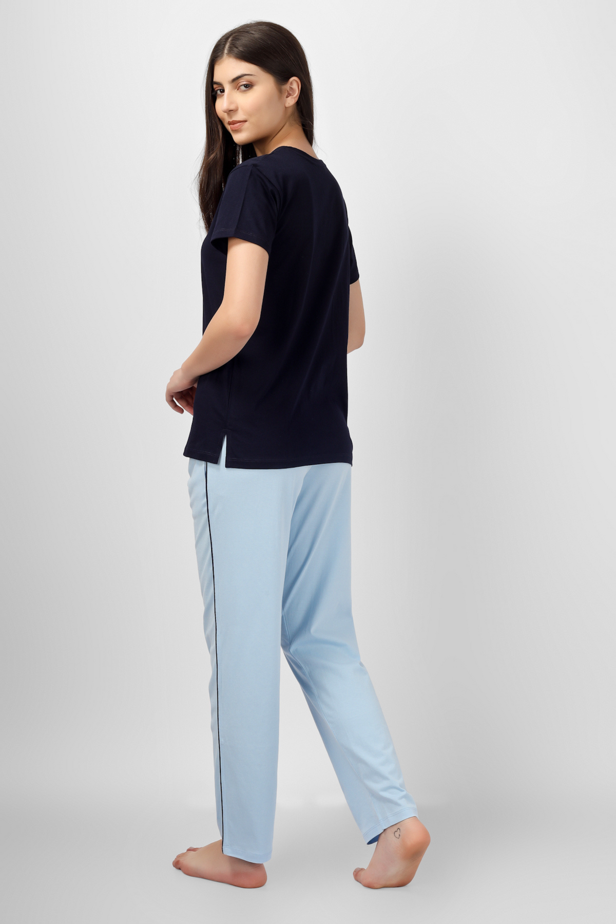 Navy Crew Chic Pyjama Set For Women
