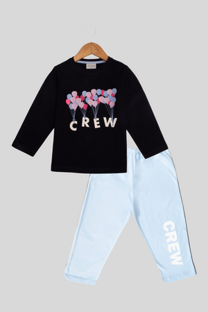 Navy Crew Full Sleeves Pyjama Set For Kids 1