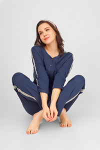 Navy Nouveou Pyjama Set For Women 3