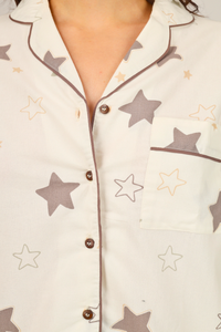 Off White Nebula Night Pyjama Set For Women 2
