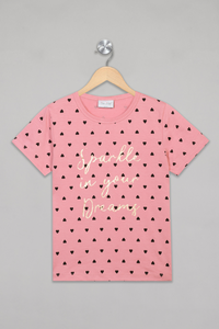 Peach Hearts Sunday Funday Shorts Set For Girls 4