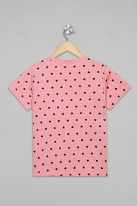 Peach Hearts Sunday Funday Shorts Set For Girls 5