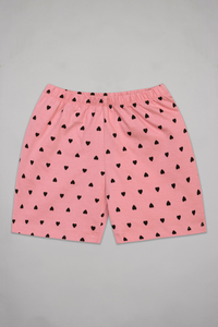 Peach Hearts Sunday Funday Shorts Set For Girls 6