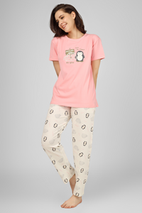 Peach Peter The Penguin Pyjama Set For Women 5
