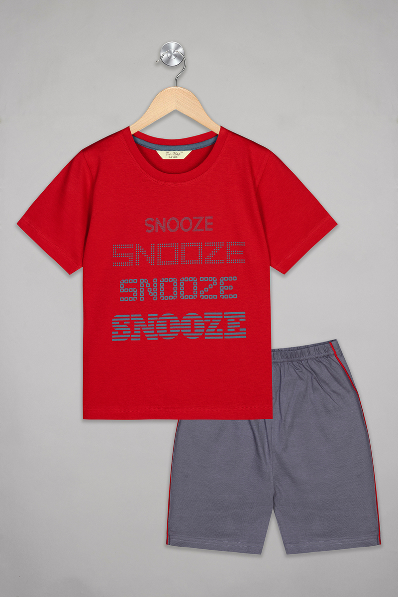Red Snooze Shorts Set For Boys 1