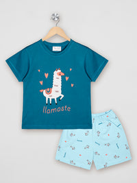Llamaste Blue Shorts Set