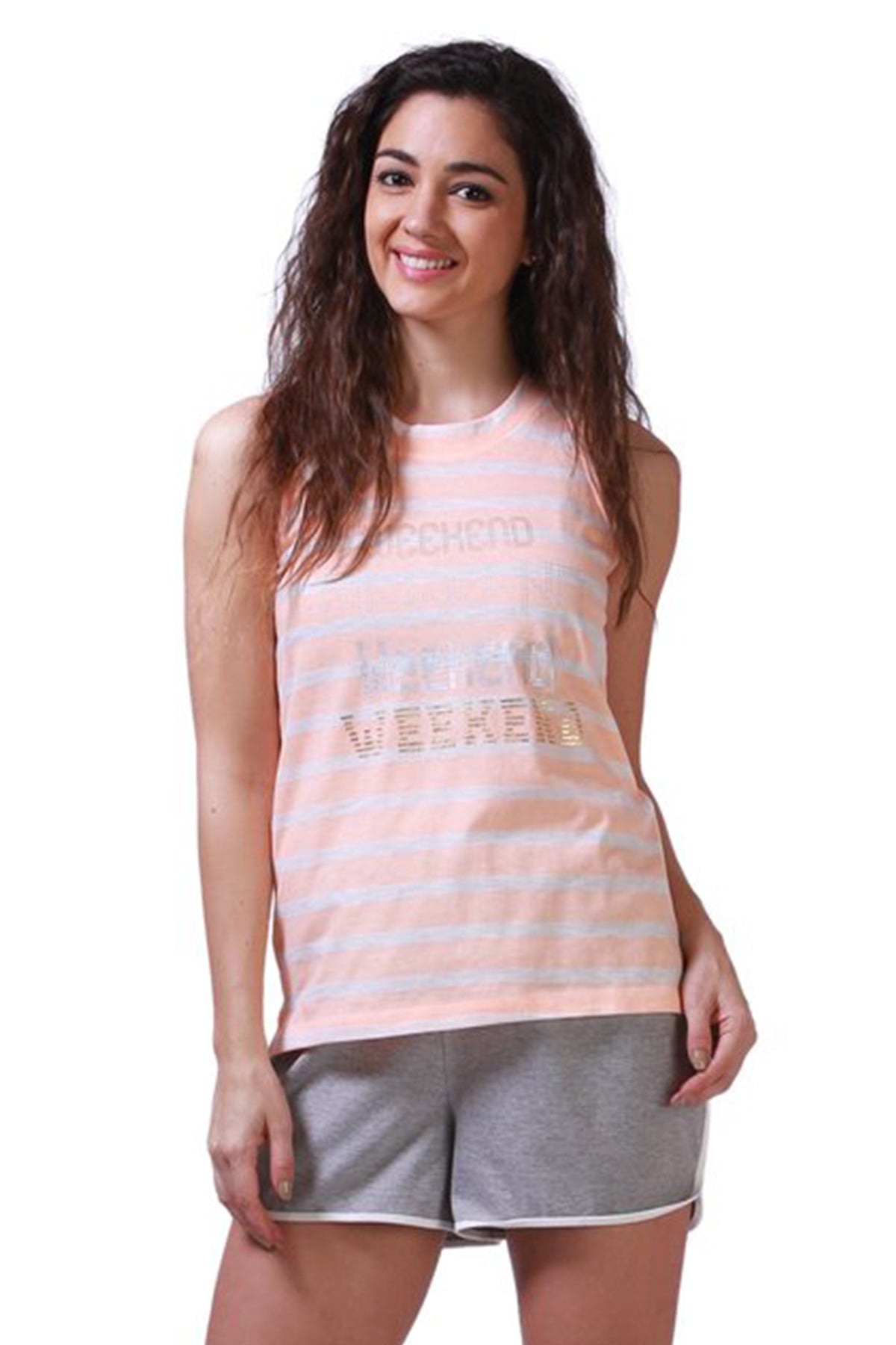 Sleeveless Coral Weekend Shorts Set