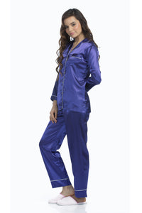 Aubergine Satin Pyjama Set