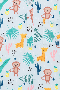 Blue Monkey & Giraffe Kurta Pyjama Set