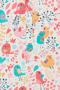 Cream Chirpy Birds  Kurta Pyjama Set