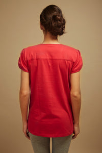 Red Embroidered Lounge Top