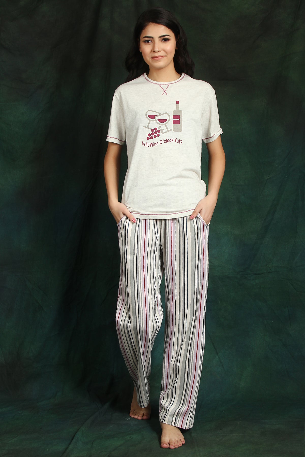 Wine' 0 Clock Short Sl Pj Set