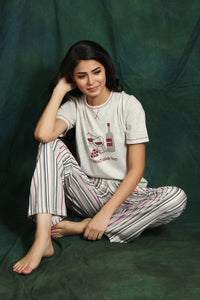 Wine' 0 Clock Short Sl Pj Set