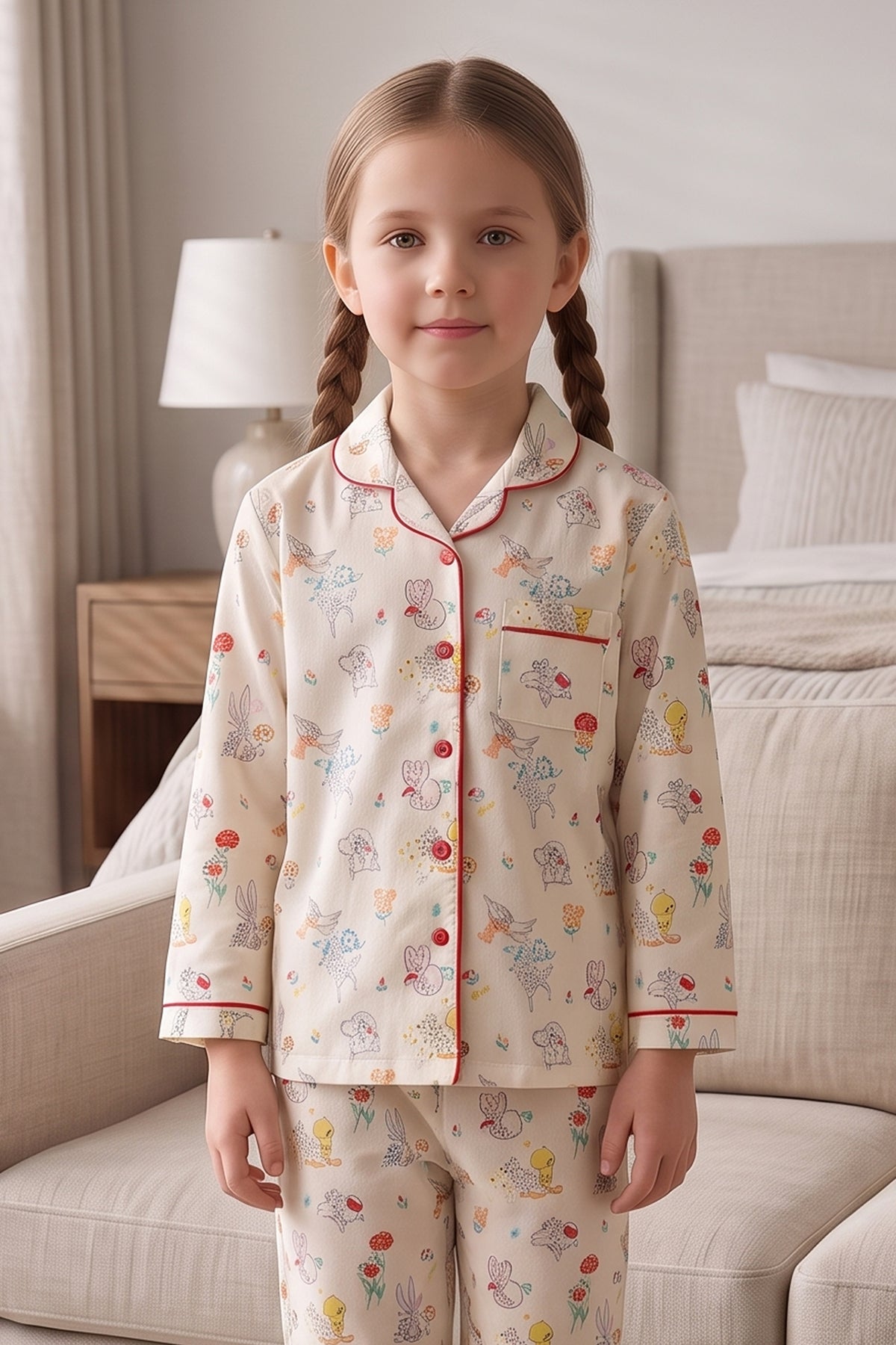 Cute Character Print Pyjama Set