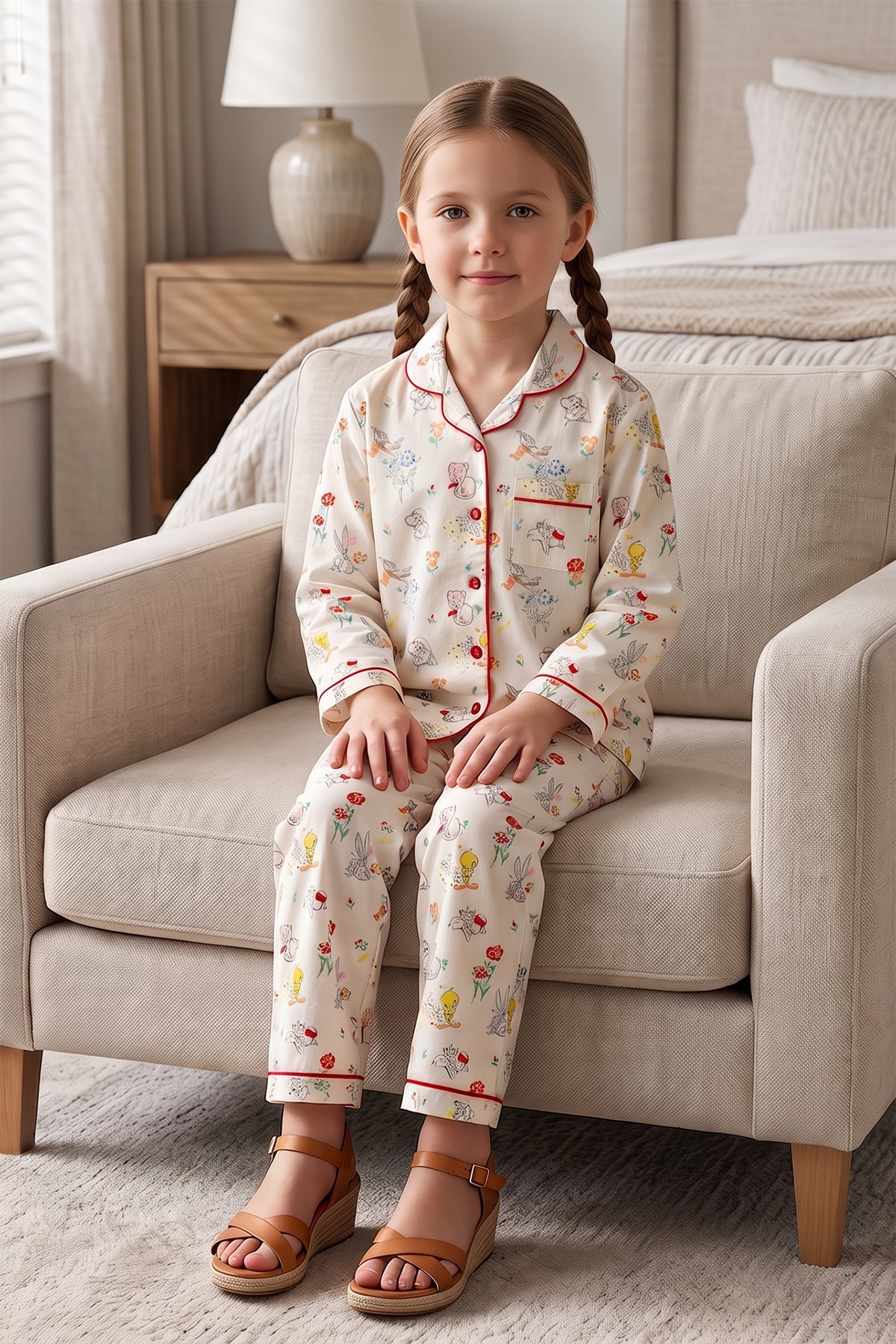 Cute Character Print Pyjama Set