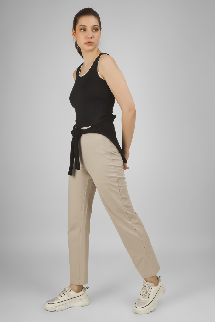 Buy Alanza Aurpail Women's Lycra Slub Cotton Stretchable Potli Trouser Pant  (Cigarette Pant) (RAMA, Large) at Amazon.in