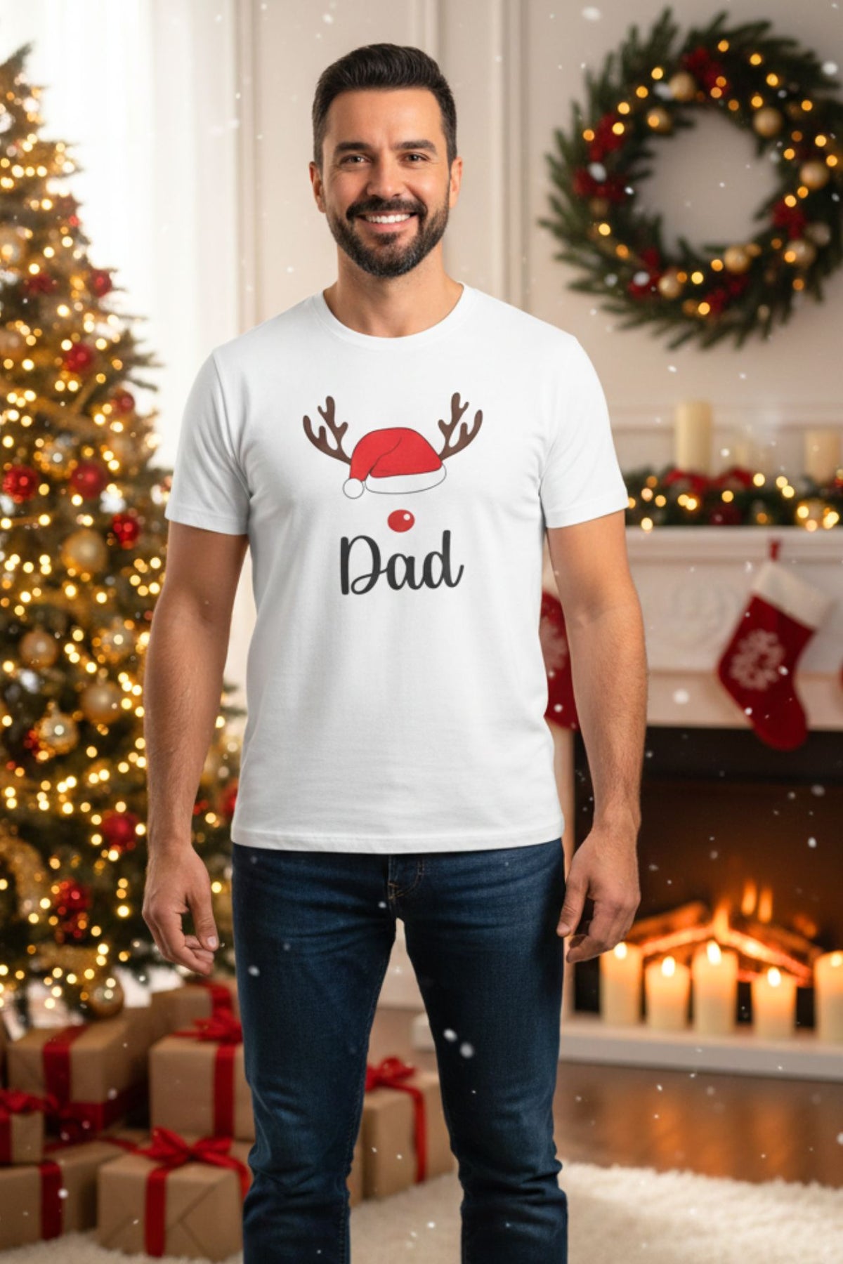 Personalised Christmas White T-Shirt (Man)