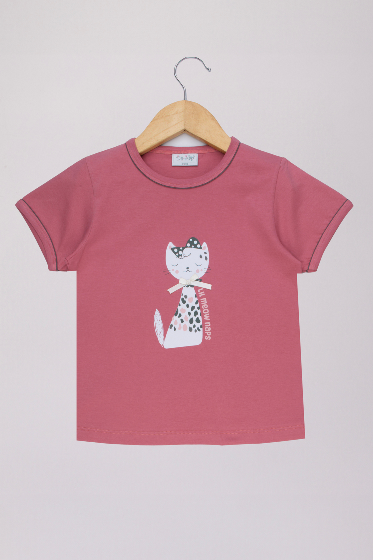 Coral Lil Meow Naps Short Sleeves Pyjama Set For Girls 3