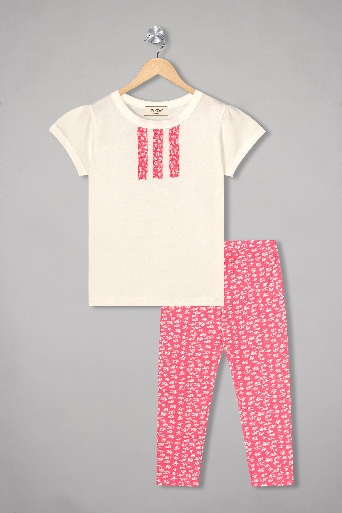 Cream Dreamsicle Blooms Legging Set For Girls 1