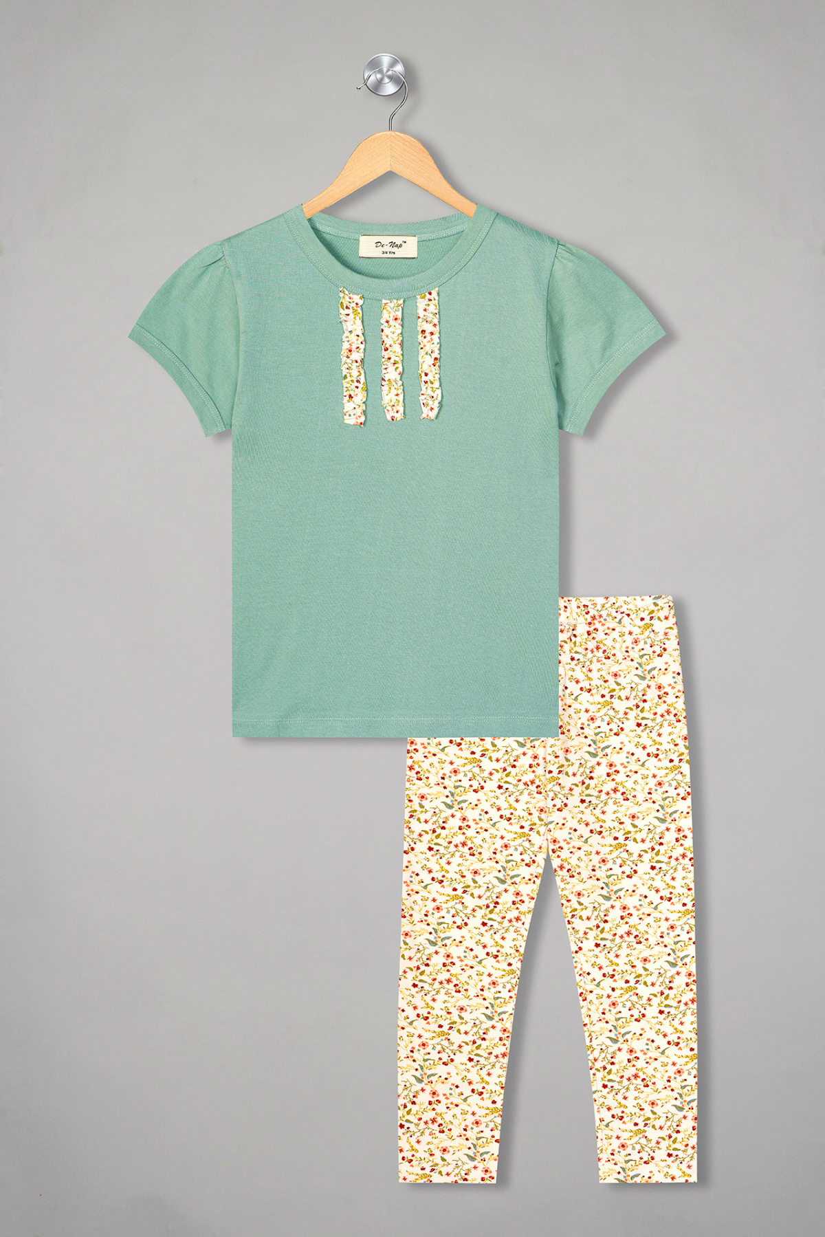 Green Dreamsicle Blooms Legging Set For Girls 1