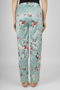 Green Floral Fantasy Satin Pyjama For Women 5