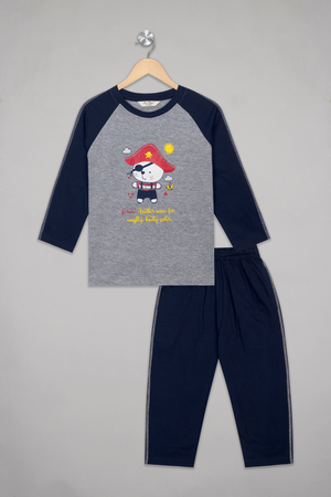 Grey Naughty Pirate Sailor Full Sleeves Pyjama Set For Boys 1