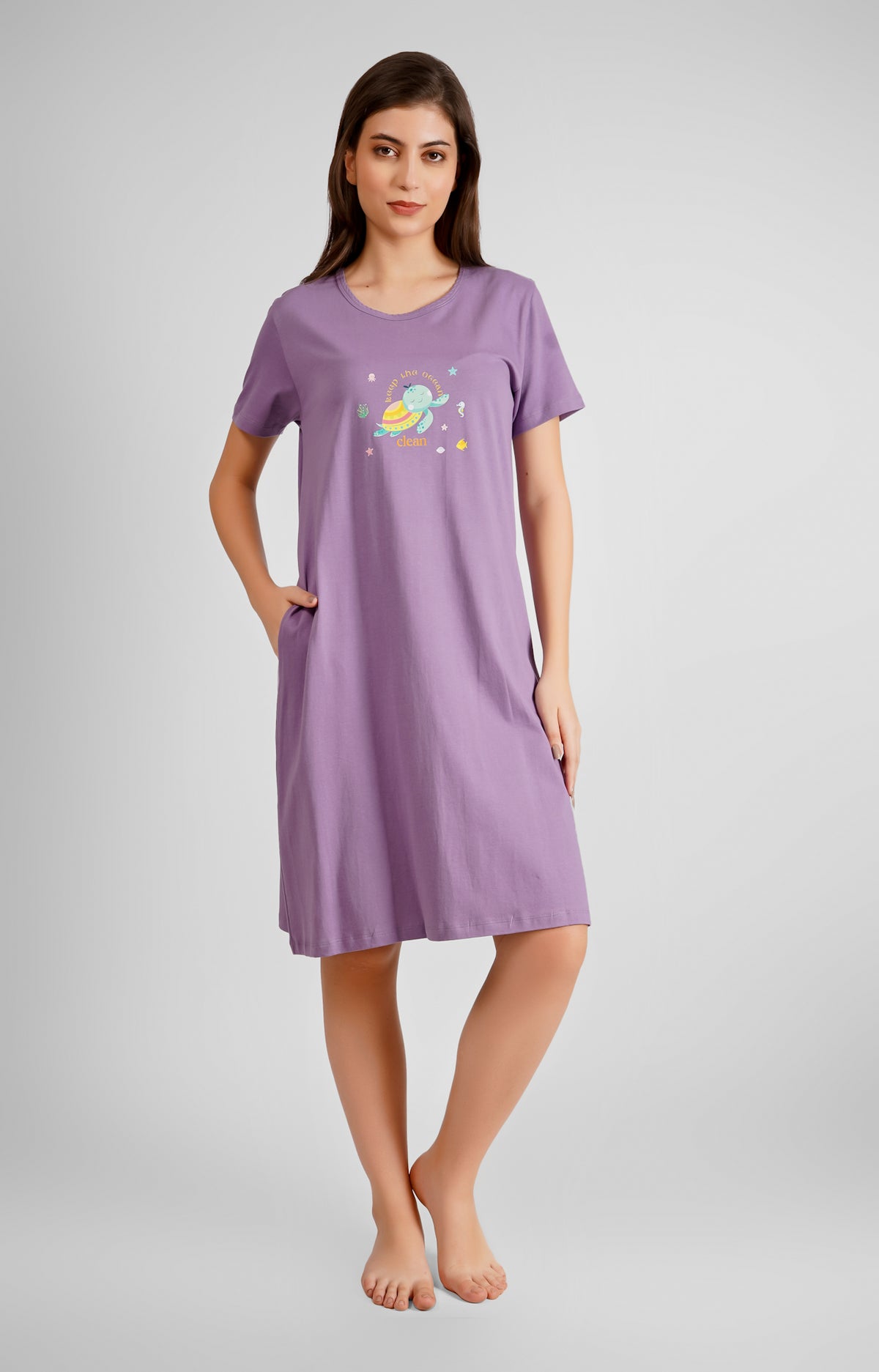 Purple Keep The Ocean Clean  Nightdress