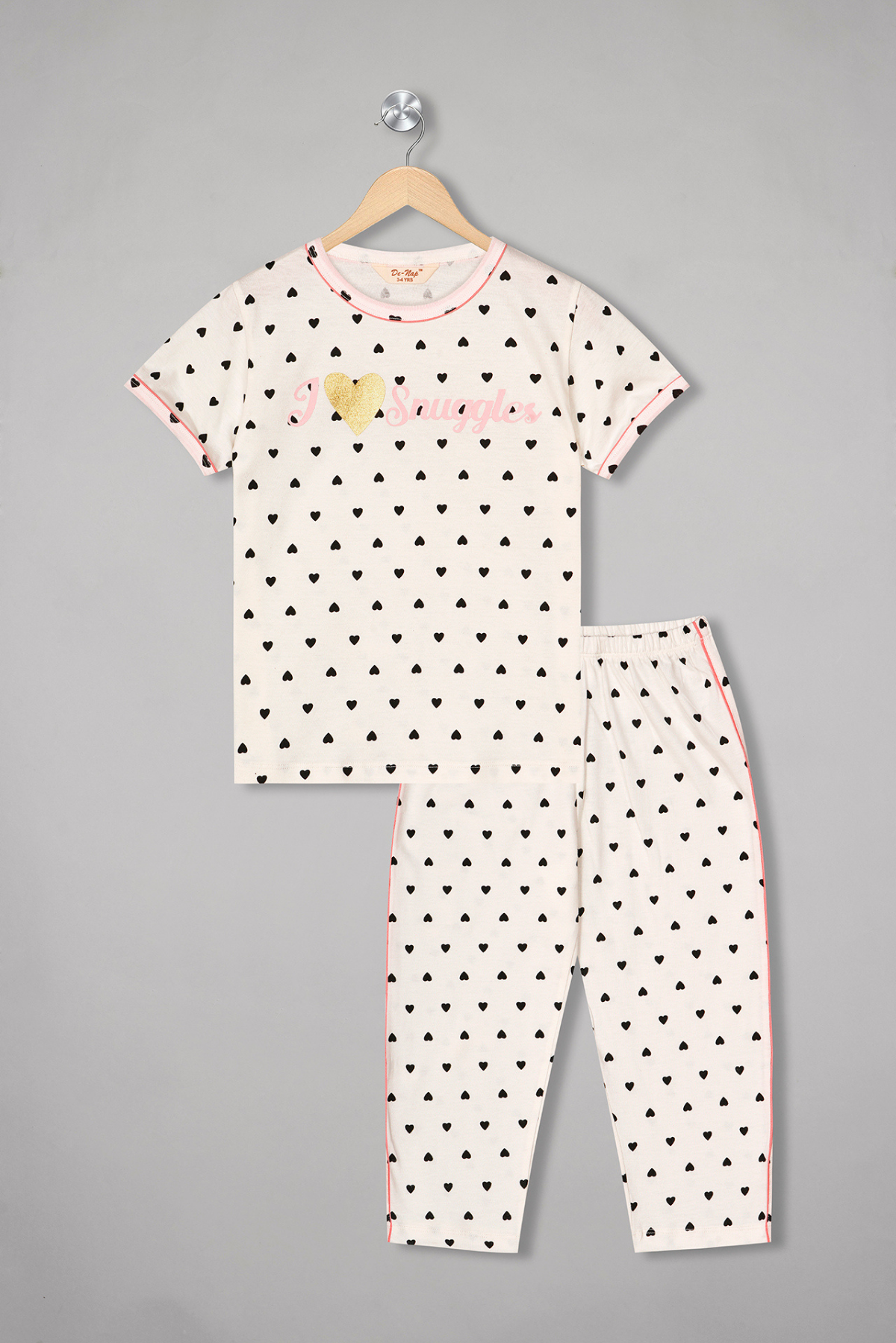 I Love Snuggles Short Sleeves Pyjama Set For Girls 1