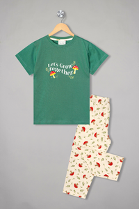 Let's Grow Together Green Pyjama Set For Girls 1