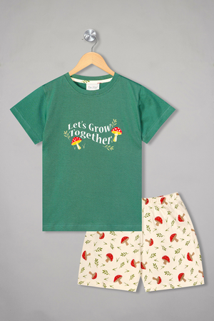 Let's Grow Together Green Pyjama Set For Girls 1