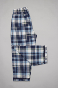 Navy Checks Flannel Full Sleeves Pyjama Set For Kids 4