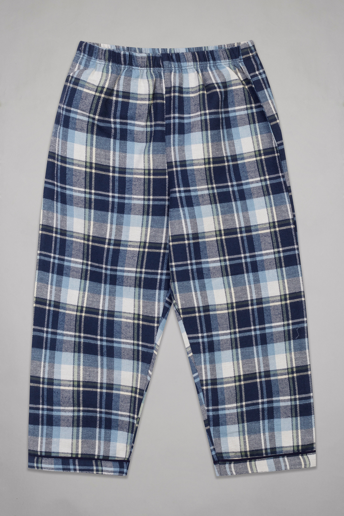 Navy Checks Flannel Full Sleeves Pyjama Set For Kids 5