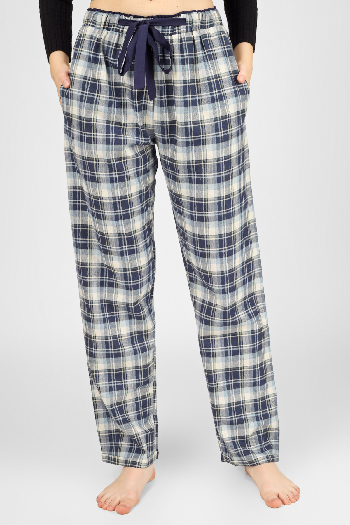 Navy Dusky Delight Flannel Pyjama For Women 3