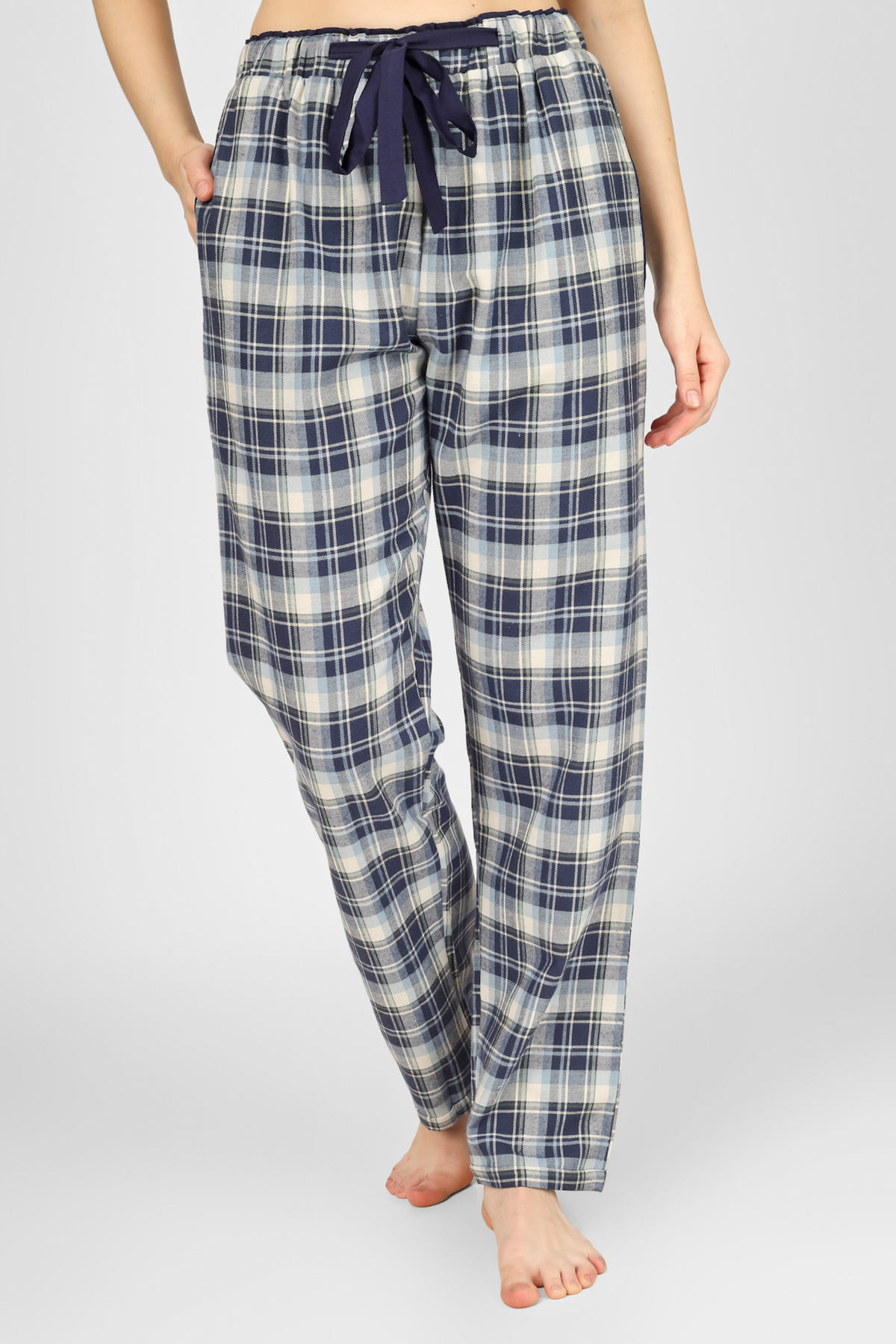 Navy Dusky Delight Flannel Pyjama For Women 4