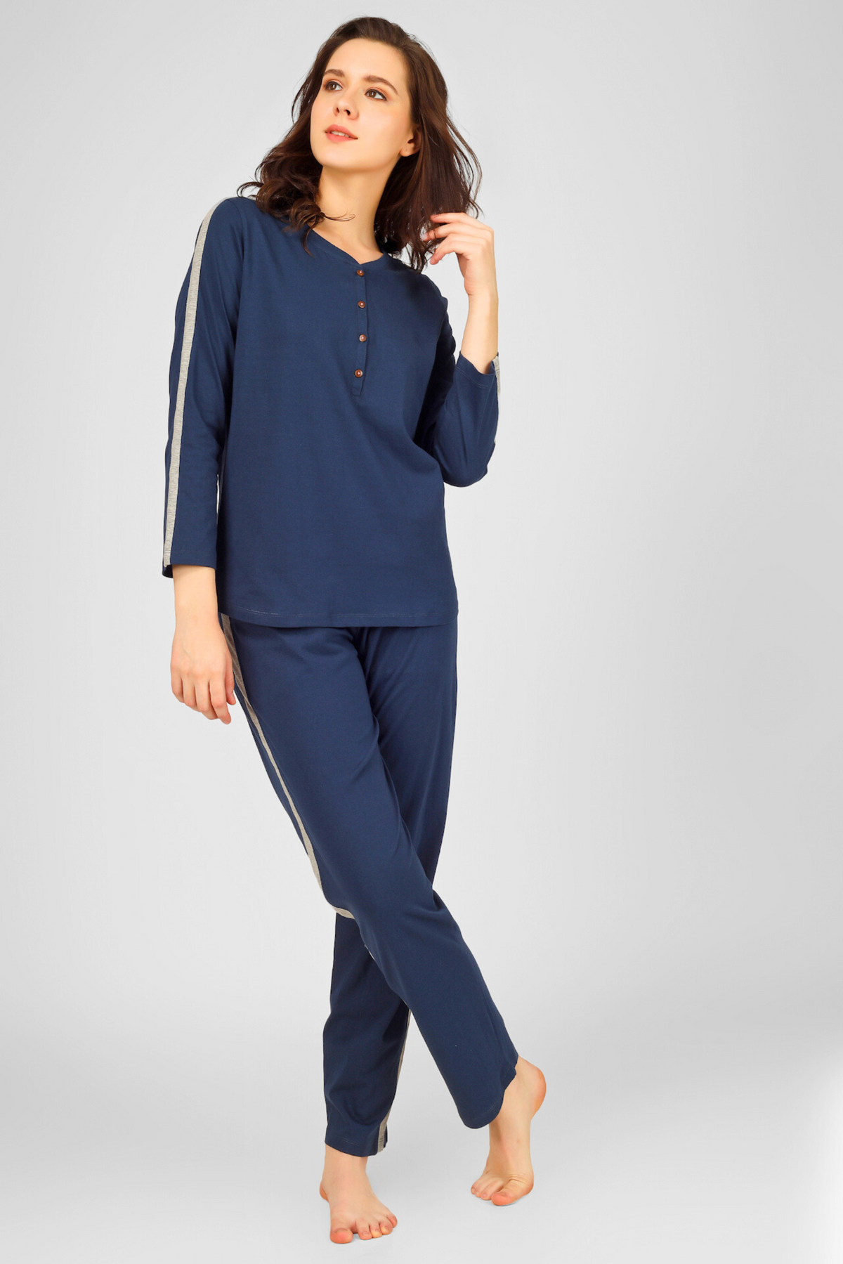 Buy Navy Nauveou Pyjama Set on www nap.in De Nap.in